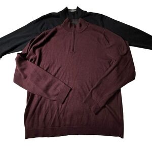 Apt.9 Seriously Soft Mens Sweater Lot Quarter‎ Zip Large Maroon & Black.